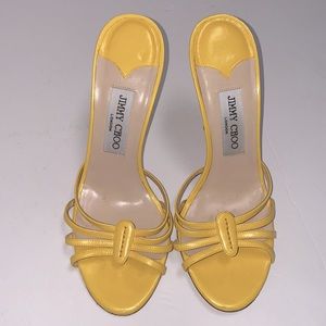 Jimmy Choo Yellow Multi-Strap Leather Heeled Sandals